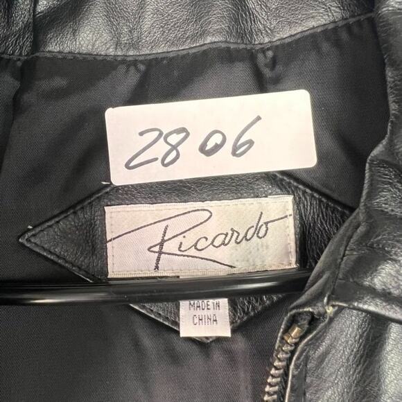 Ricardo Jacket Womens Large Black Drawstring Waist Leather Long Coat - Picture 6 of 12